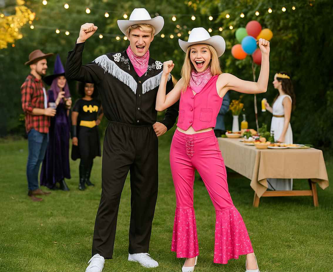 Role play-set for adult Pink Cowboy Girl (hat, scarf, shirt, pants), size M